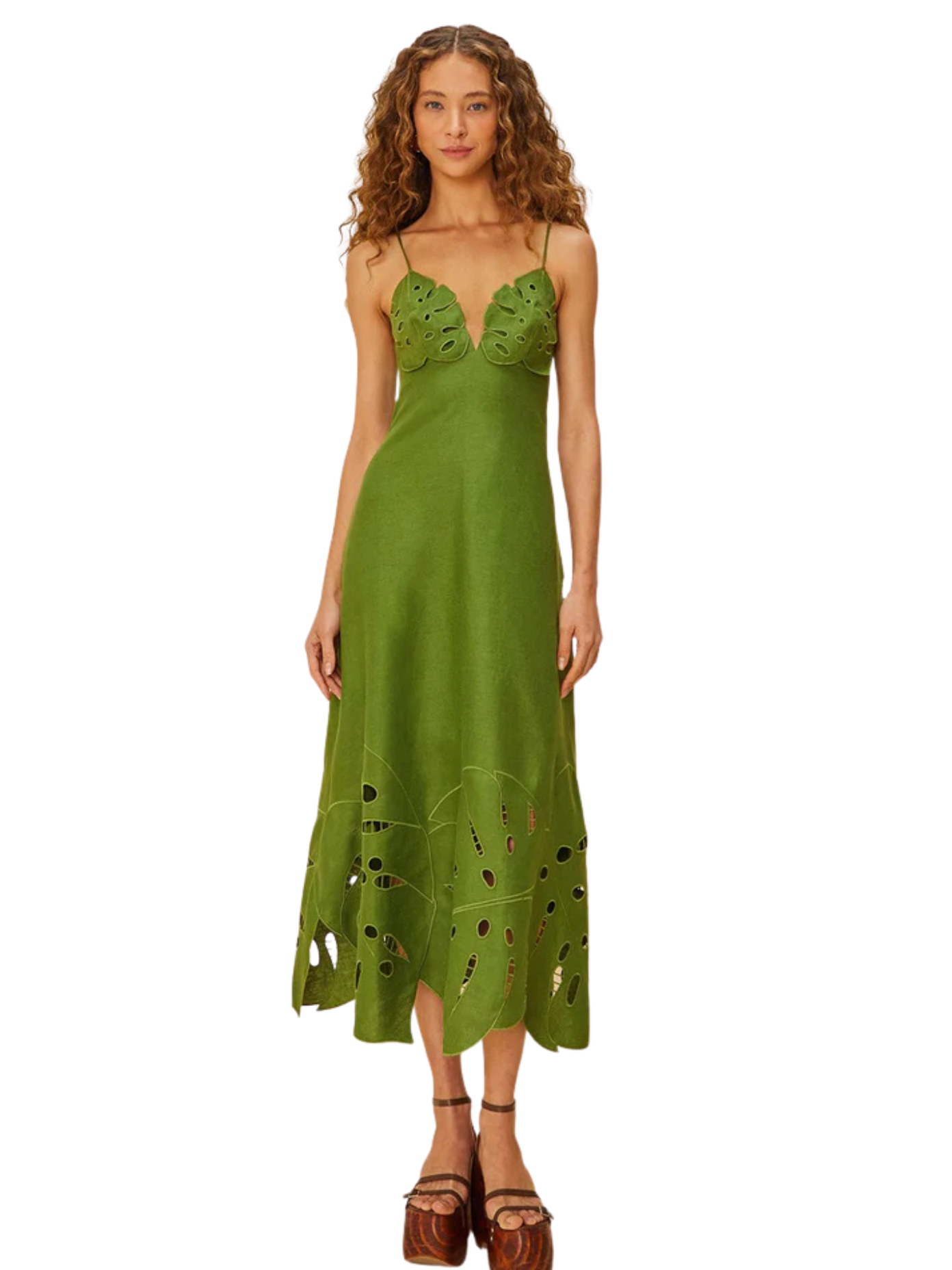 Green Monstera Midi Dress
