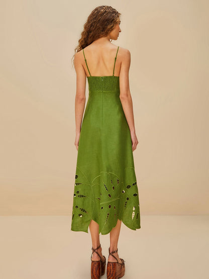 Green Monstera Midi Dress