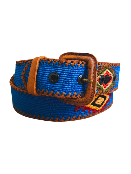 Colorful belt with a brown buckle 