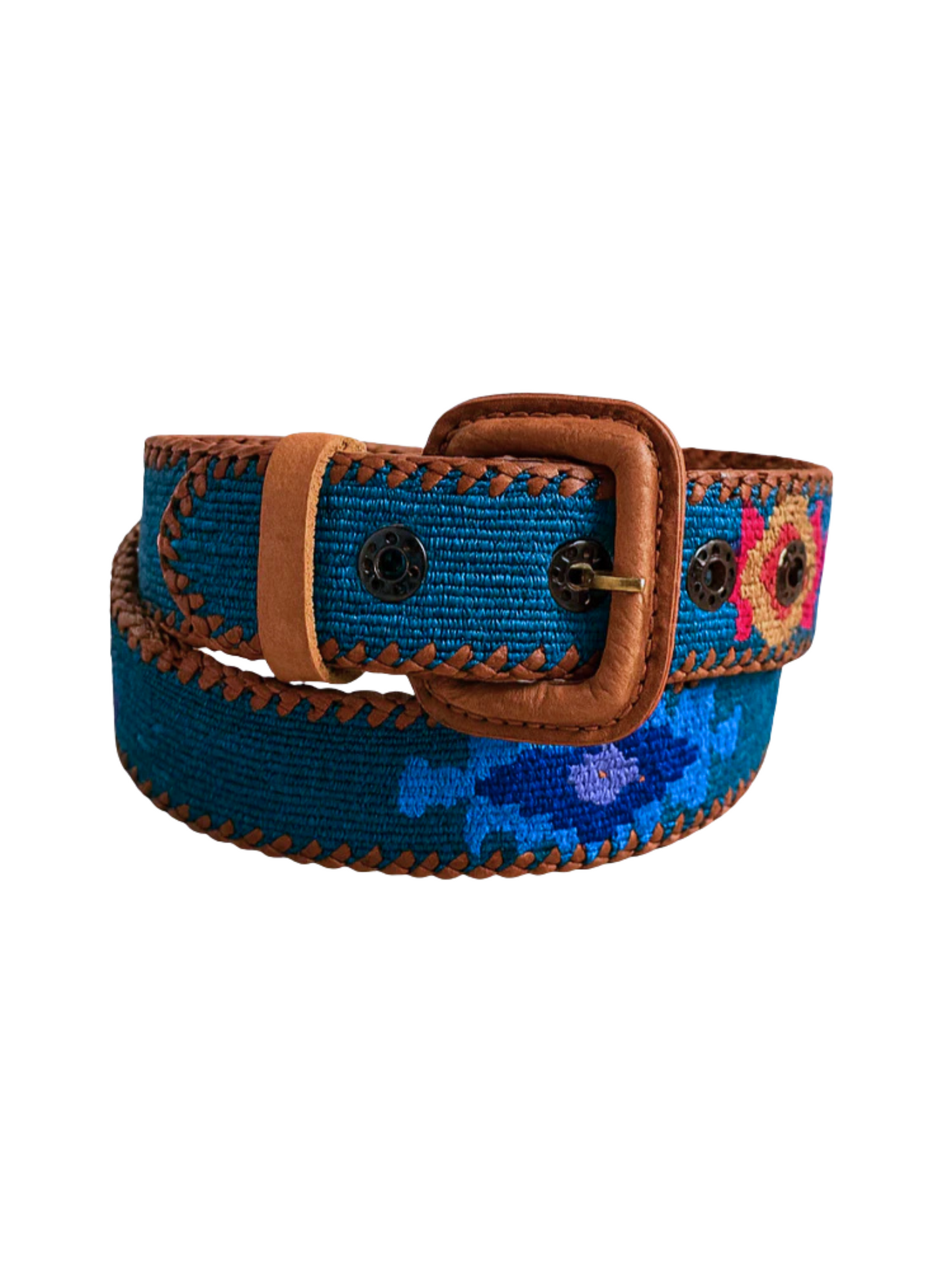 Blue belt with brown buckle 