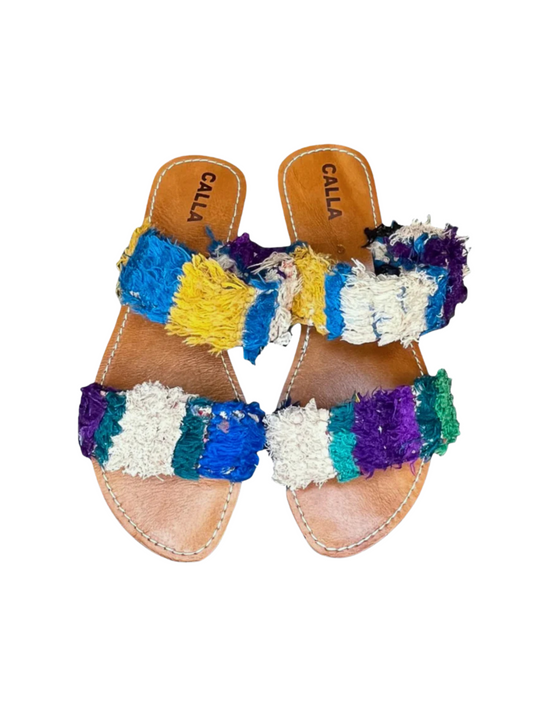 Handmade Babouche slippers crafted from upcycled vintage Berber rugs