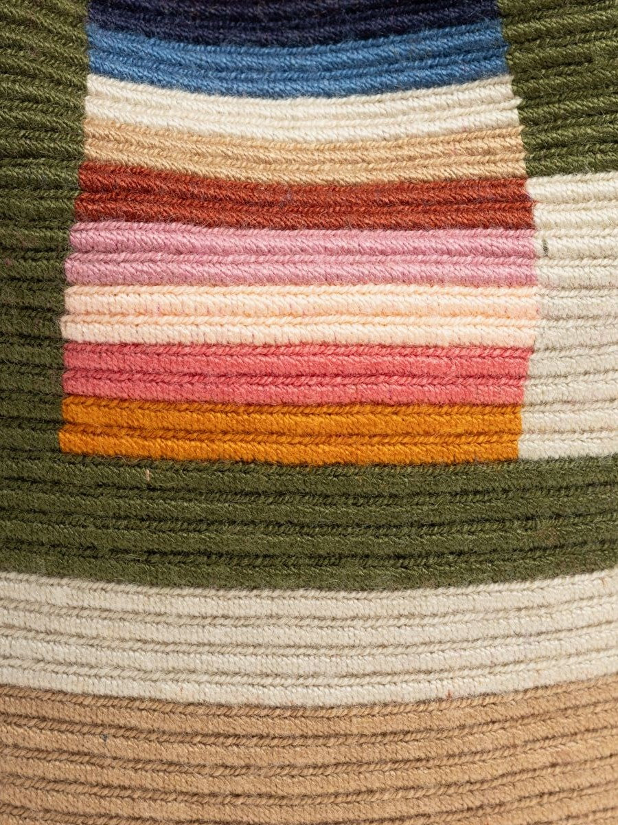 Multicolored woven bucket bag