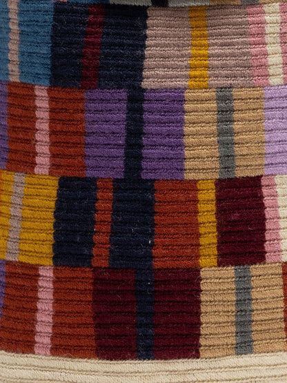 Multicolored woven bucket bag