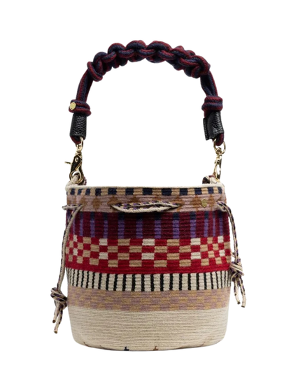 Woven handbag with a braided handle 