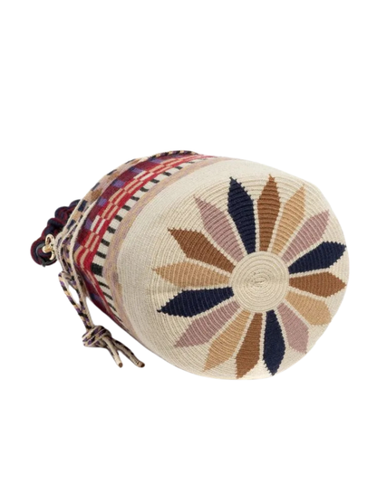 Woven handbag with a braided handle 