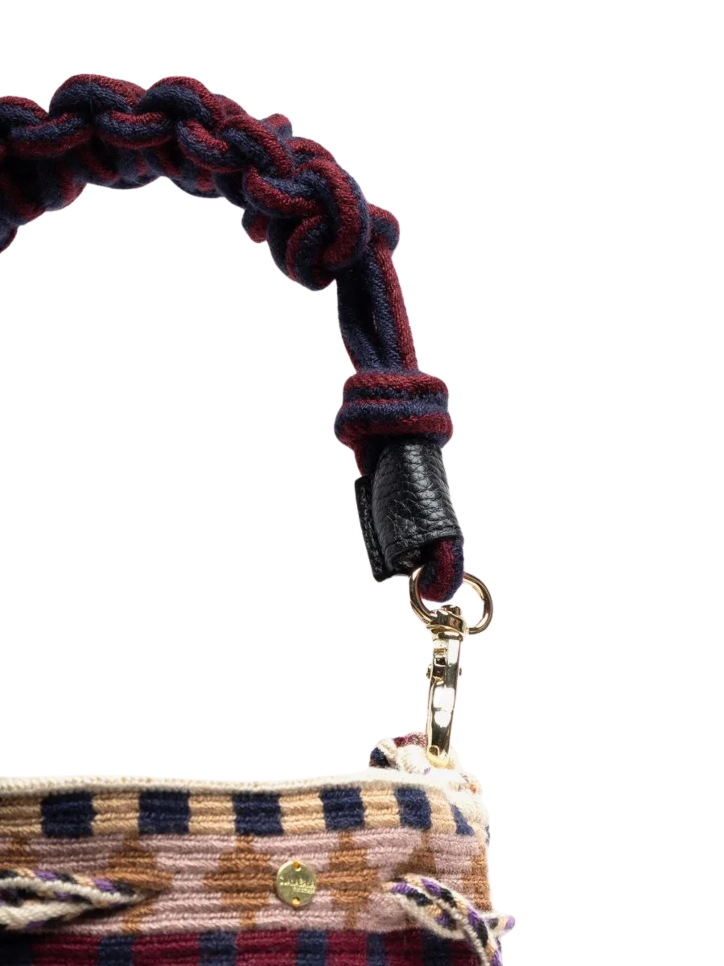 Woven handbag with a braided handle 