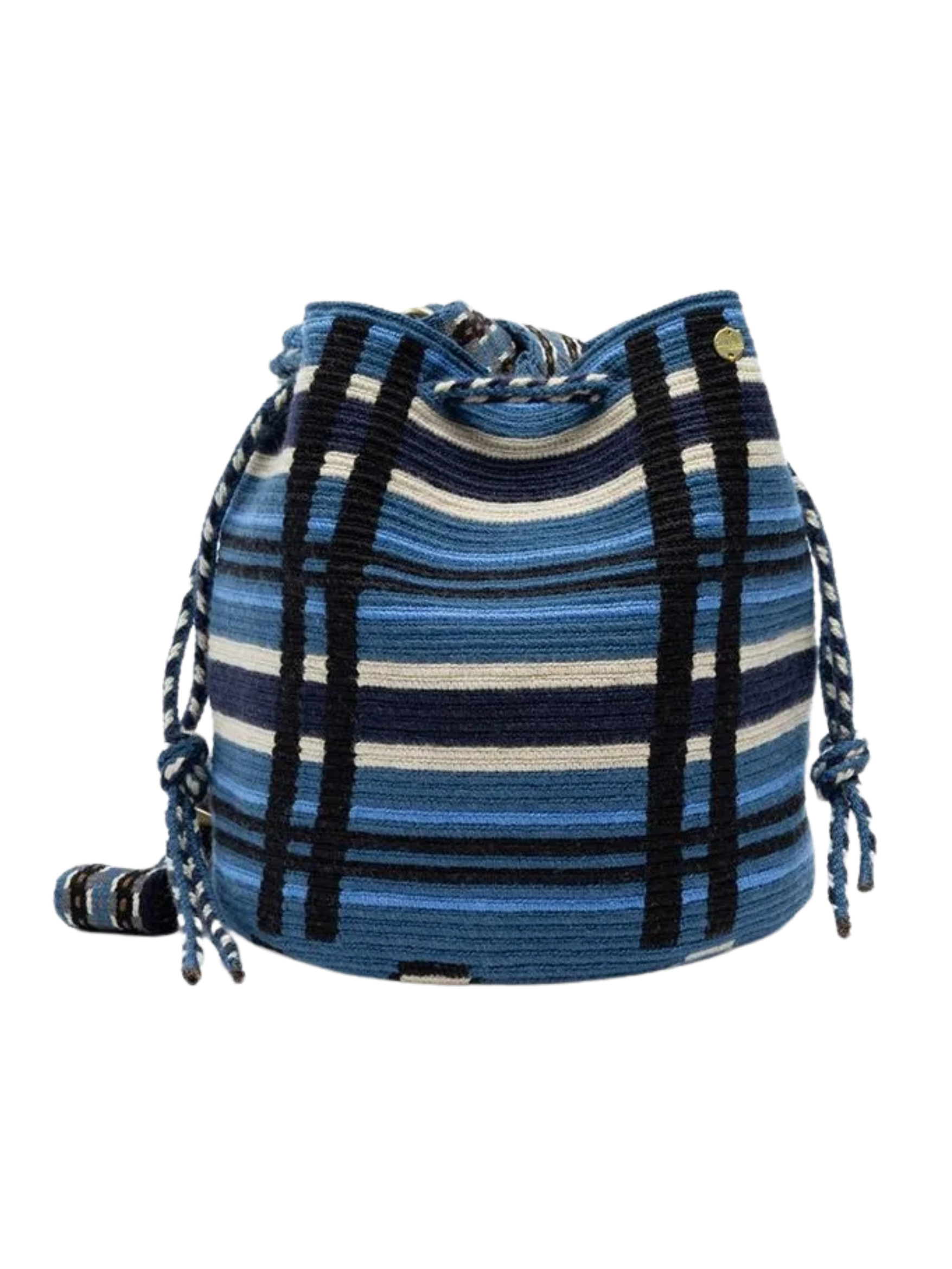 blue striped handmade wayuu bag