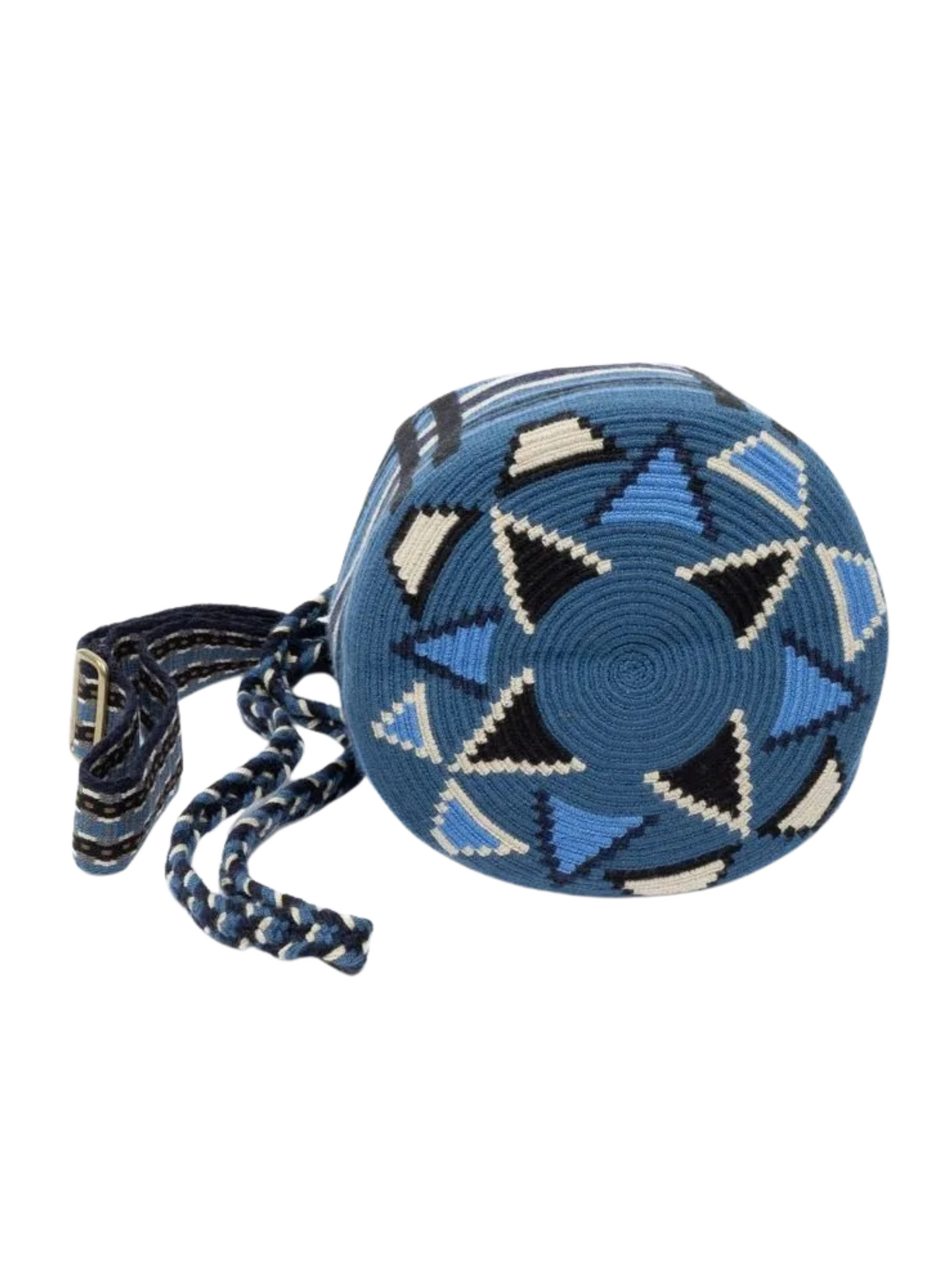 blue striped handmade wayuu bag