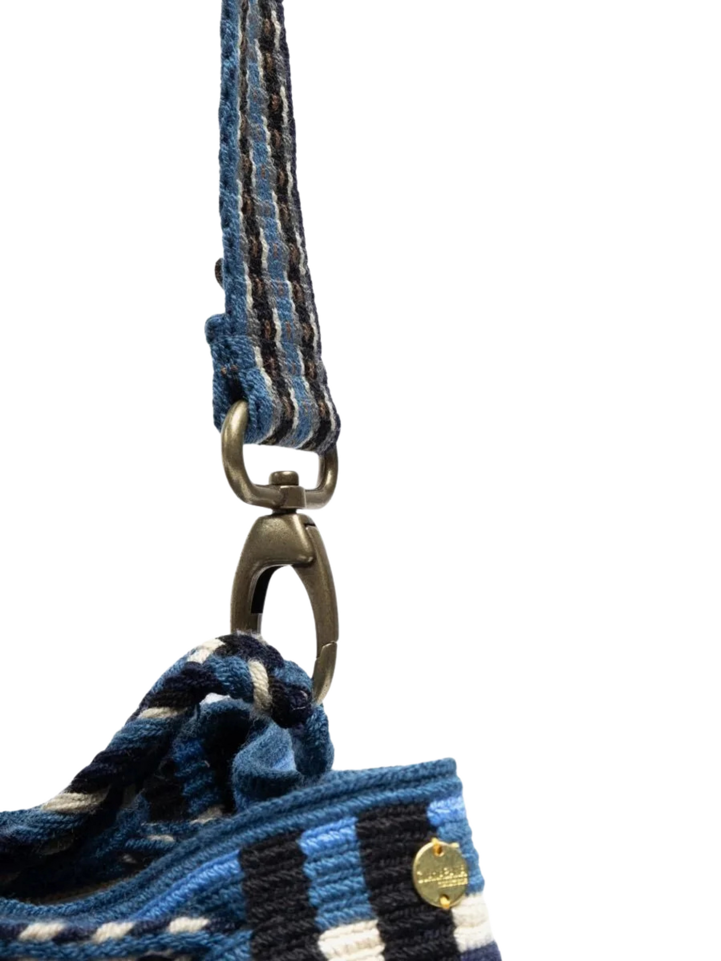 blue striped handmade wayuu bag