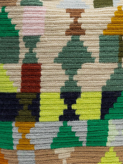 Colorful wayuu handbag with tassels and braided handle
