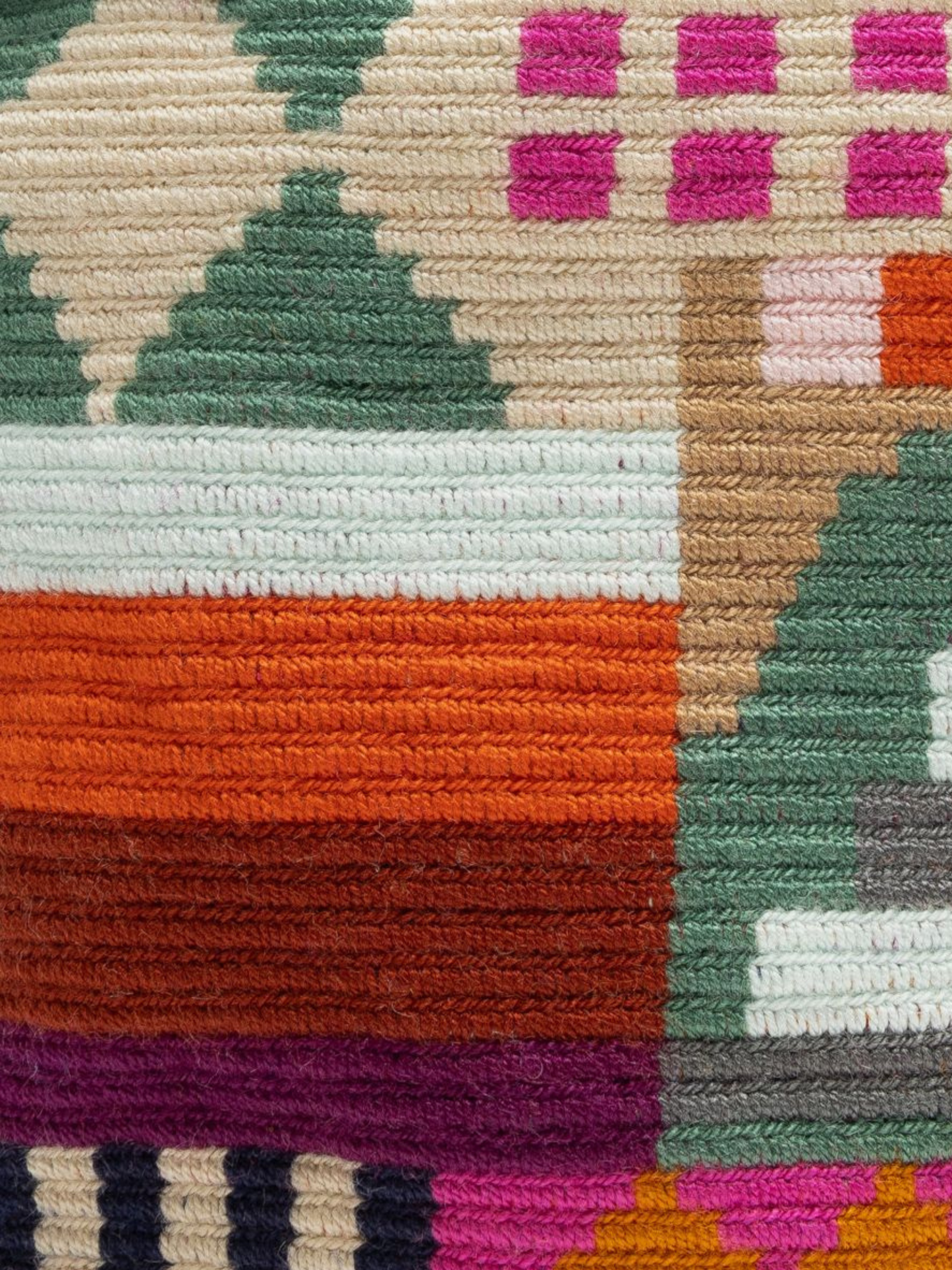 colorful green tones handmade wayuu bag 