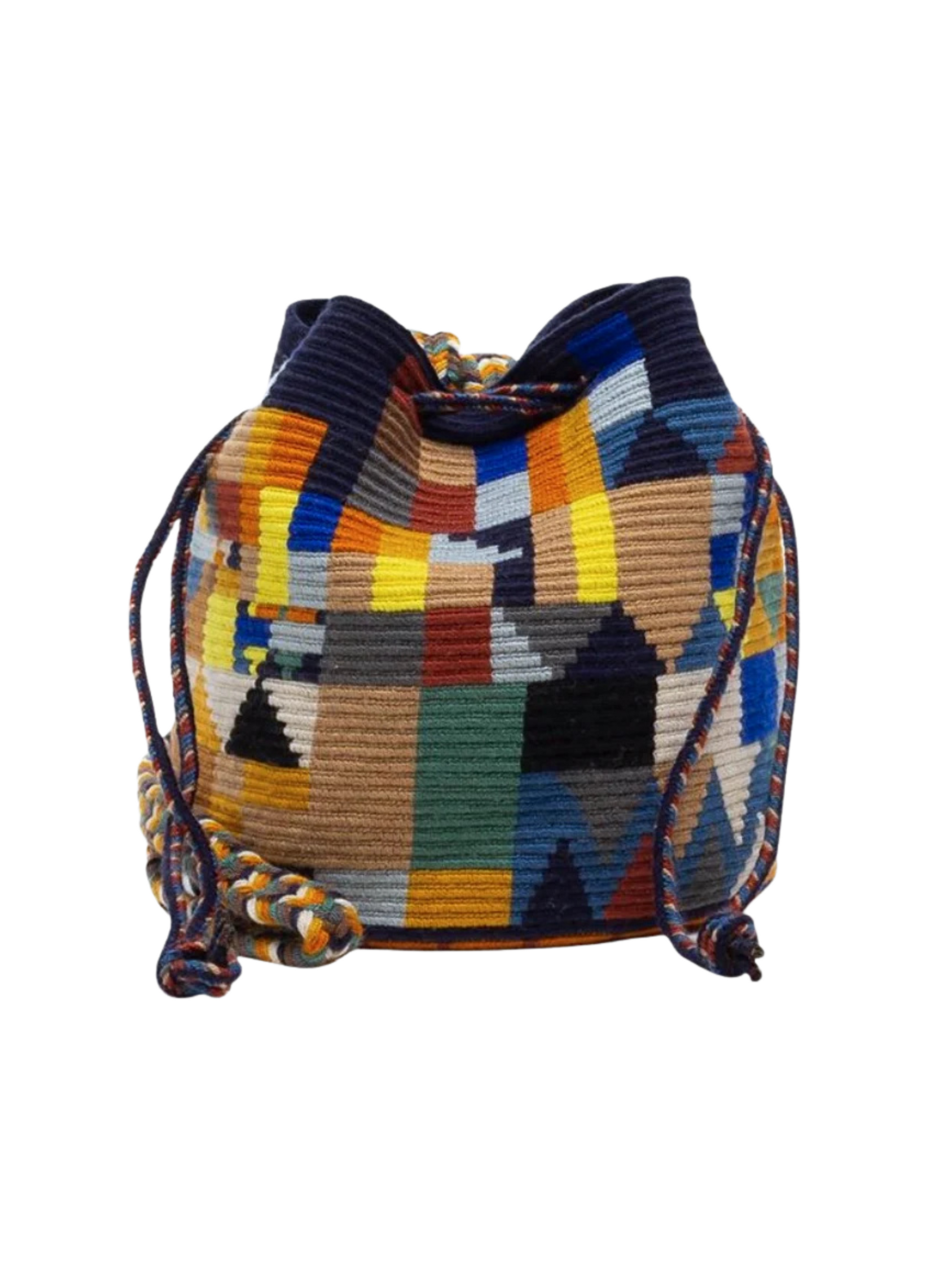Traditional woven bucket bag with strap 