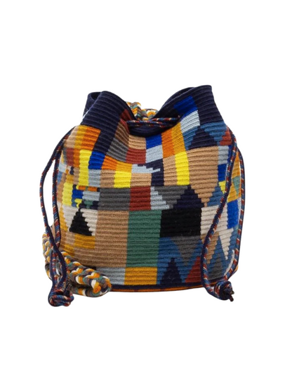 Traditional woven bucket bag with strap 
