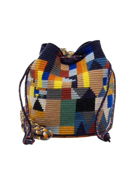Traditional woven bucket bag with strap 
