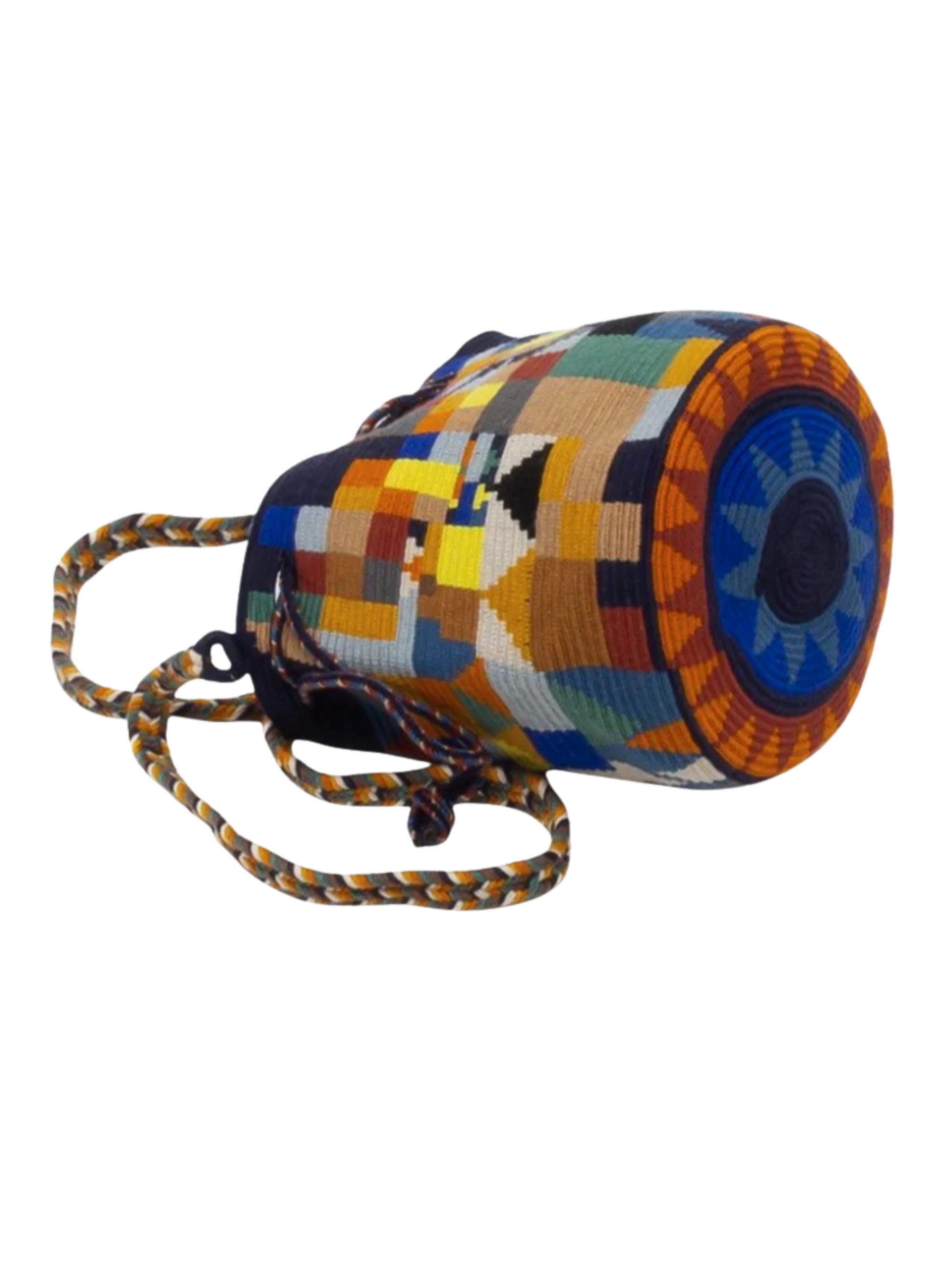 Traditional woven bucket bag with strap 