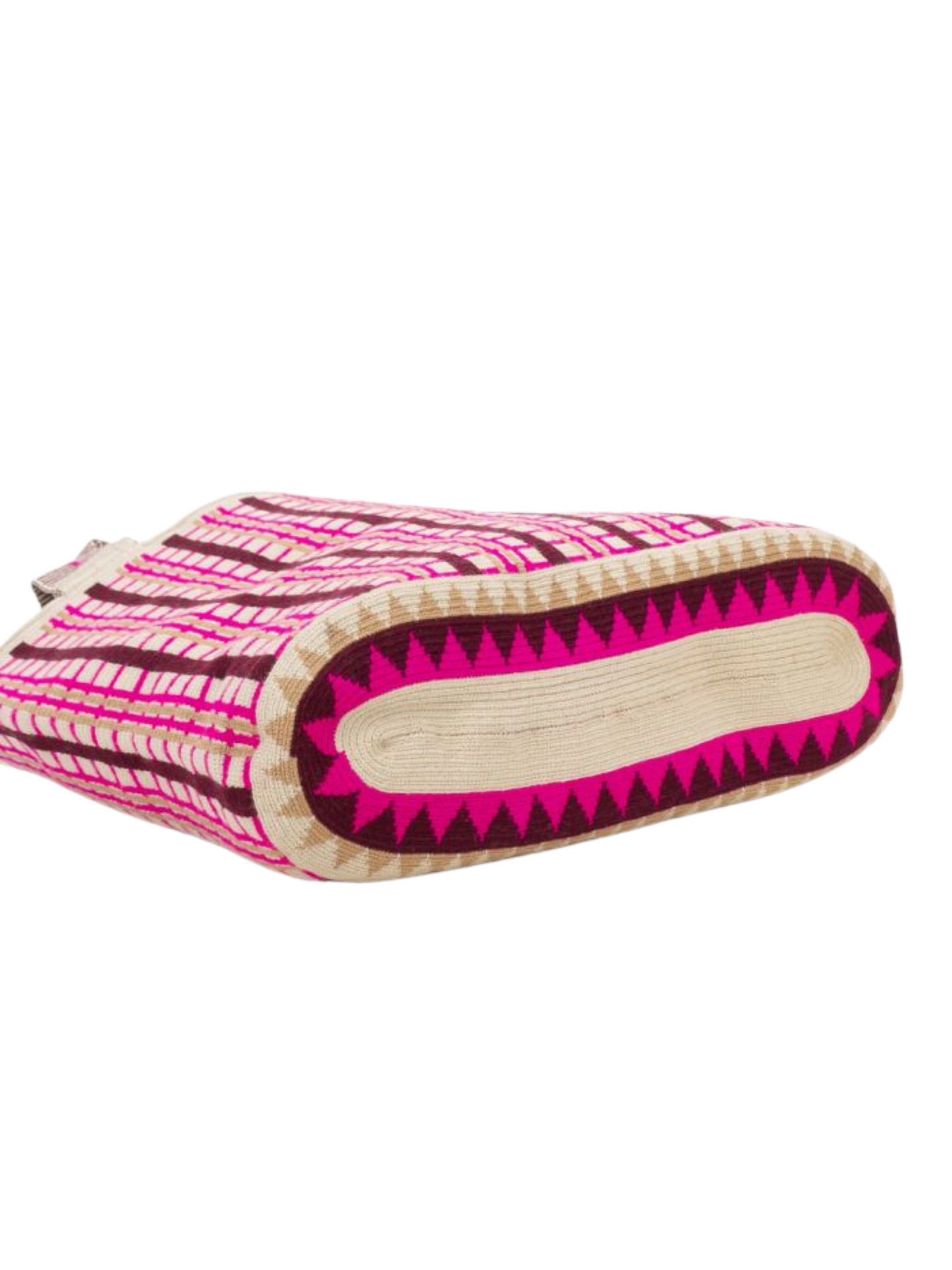 Checkered tote bag with pink and dark red pattern
