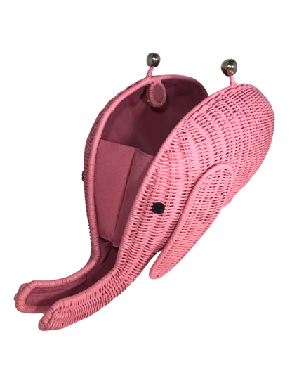 Pink Elephant Shaped  Woven Clutch 