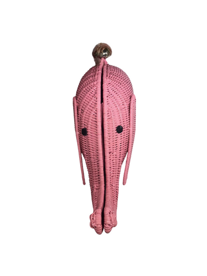 Pink Elephant Shaped  Woven Clutch 