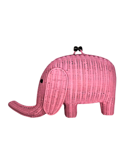 Pink Elephant Shaped  Woven Clutch 