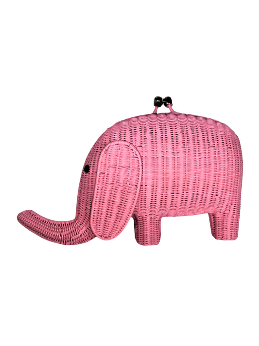 Pink Elephant Shaped  Woven Clutch 