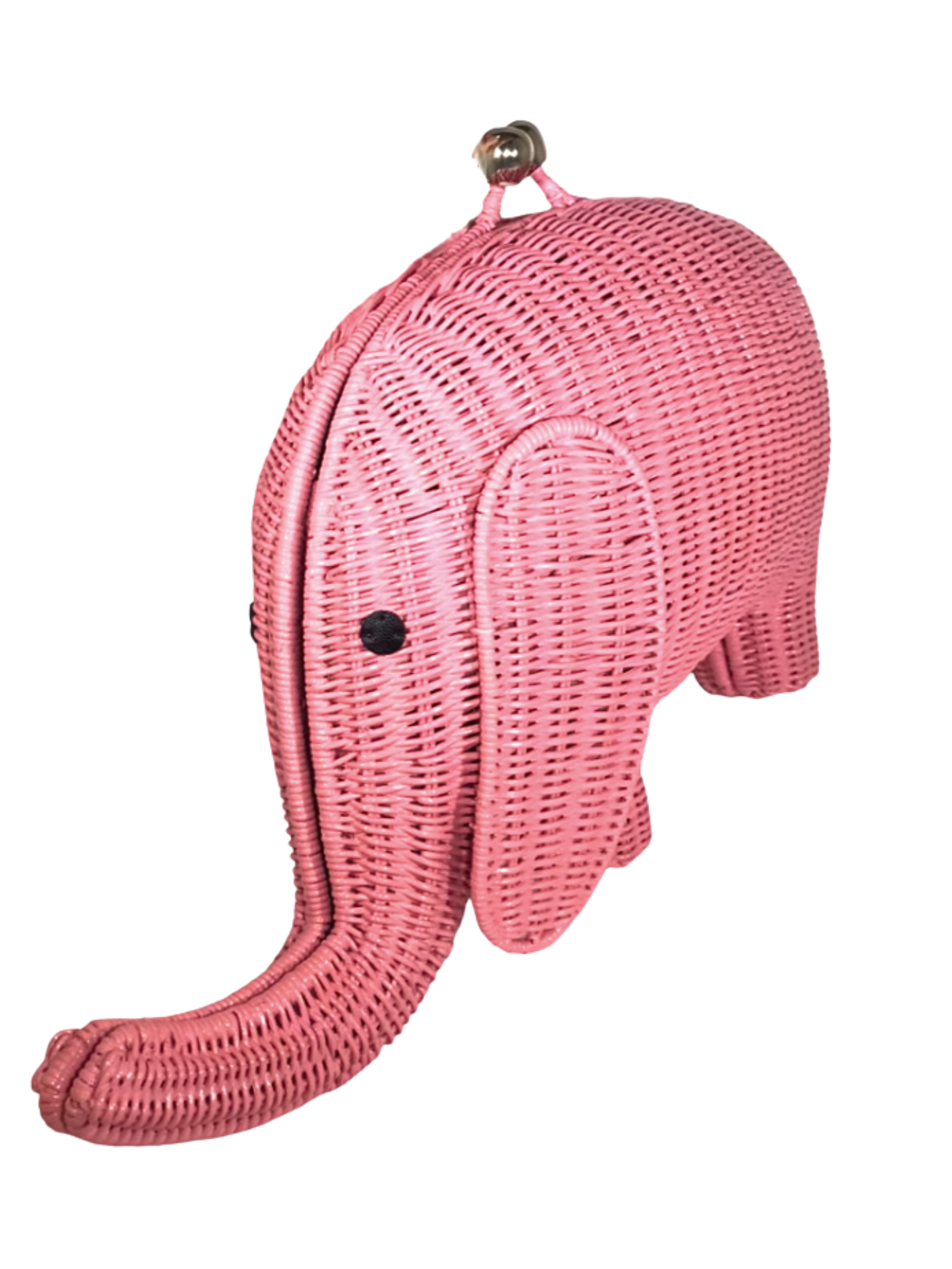 Pink Elephant Shaped  Woven Clutch 