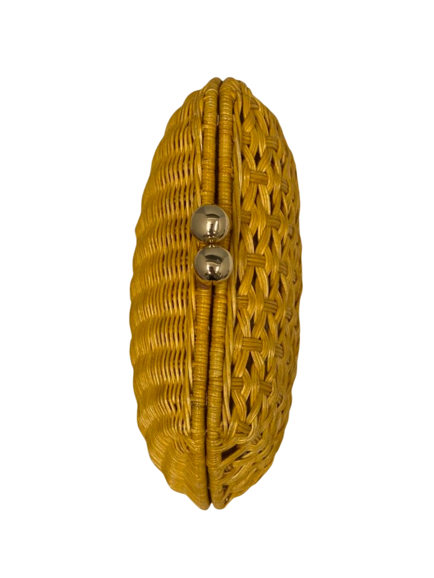 wicker clutch bag with detachable stone strap