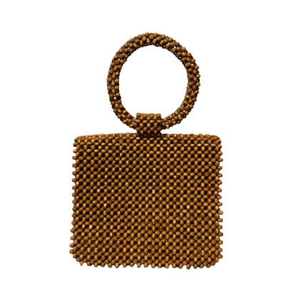 Wood Beads Boxed Clutch