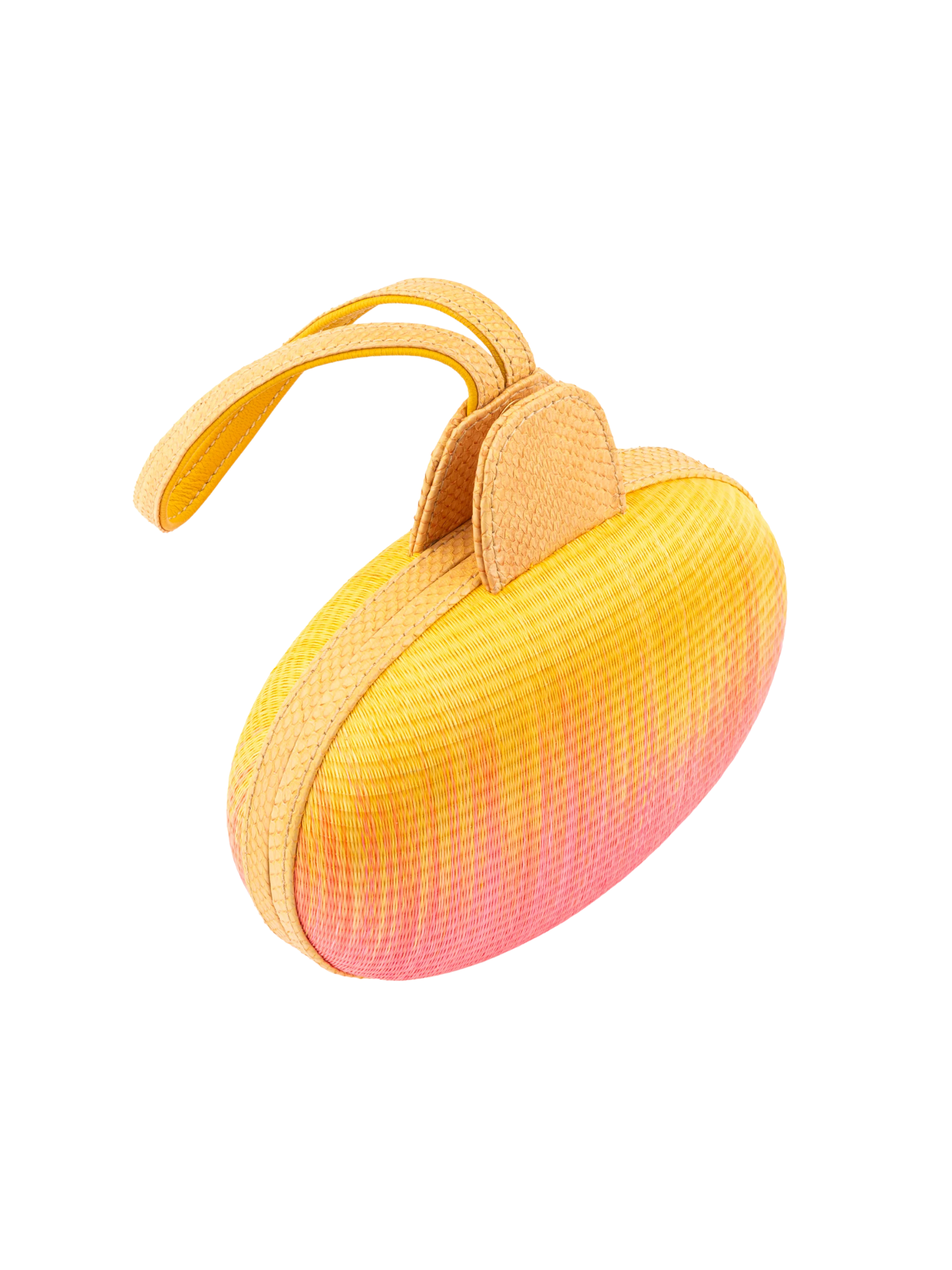 Gradient yellow to pink oval pouch with handle 