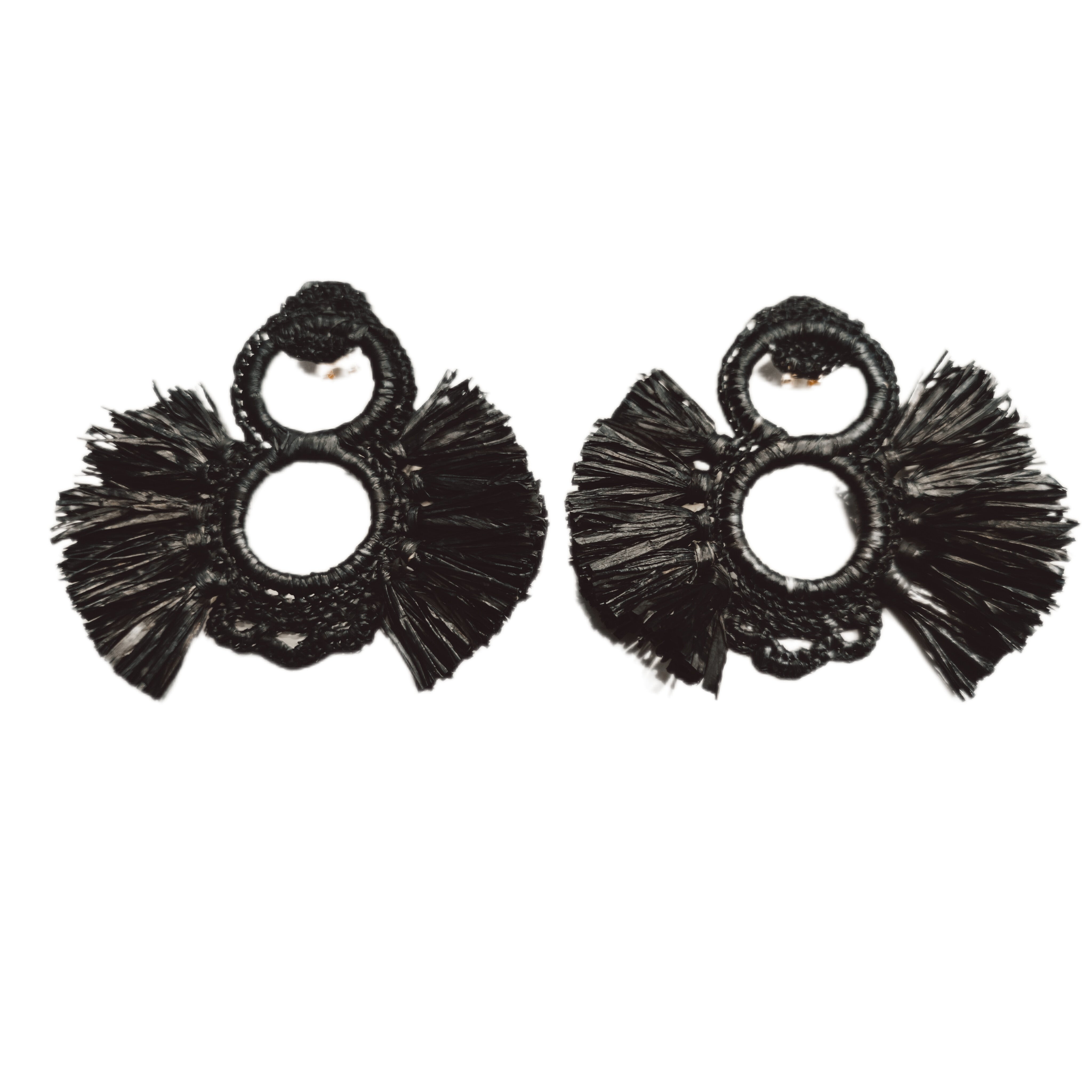 Raffia macramé earring