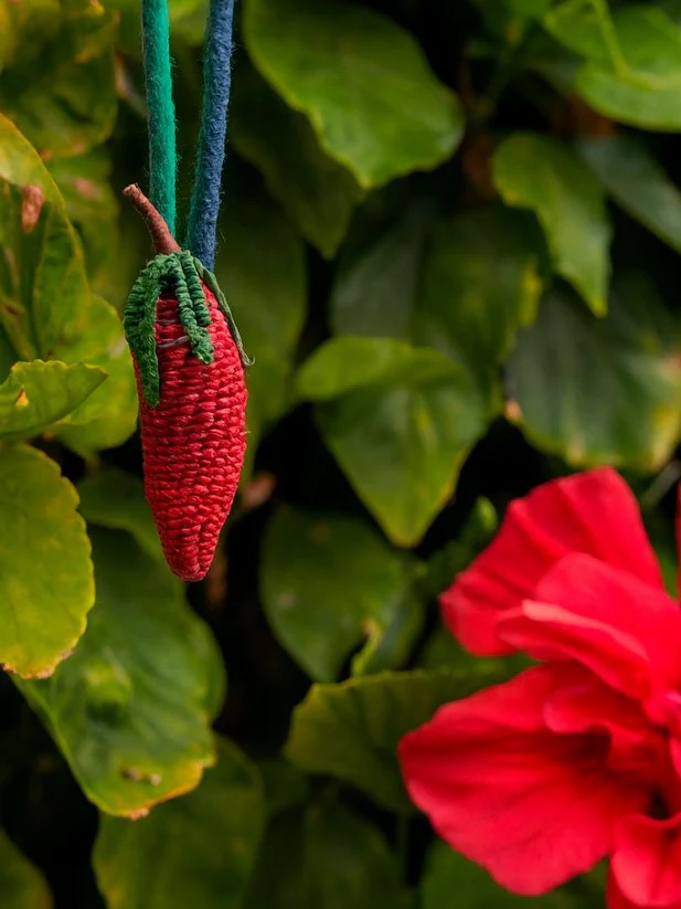 chili shaped bag charm