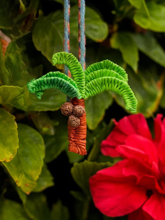 green palm tree bag charm 