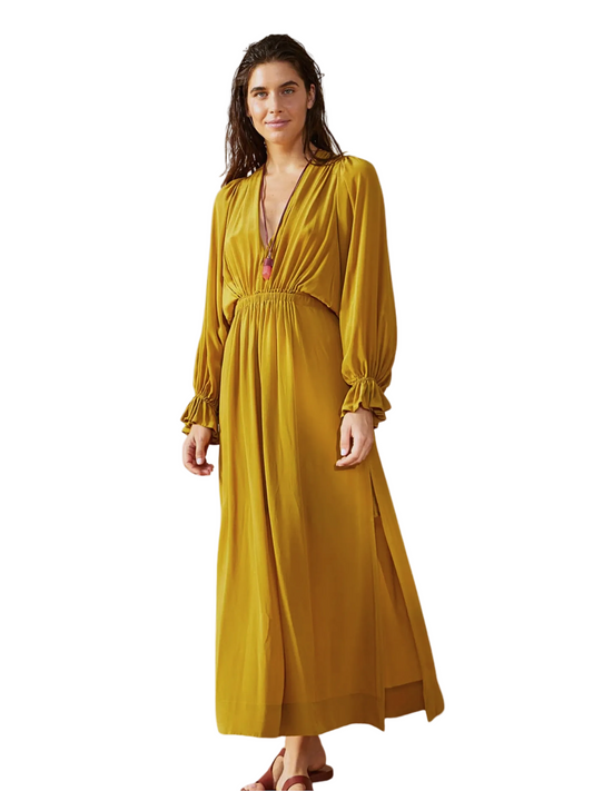  mustard yellow dress
