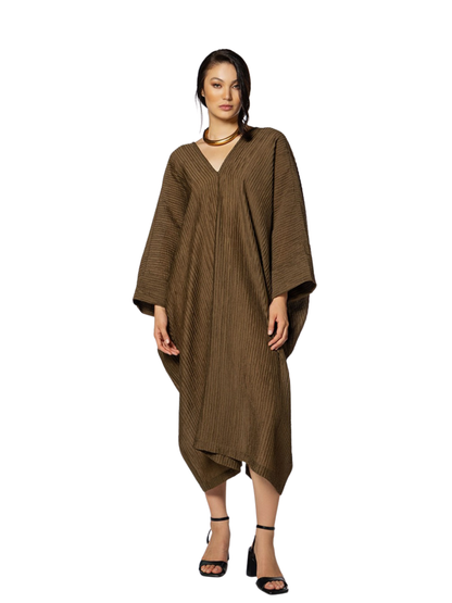 dark olive textured tencel kaftan 