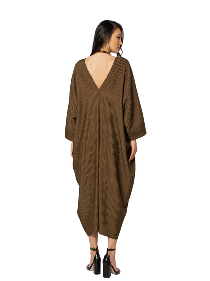 dark olive textured tencel kaftan 