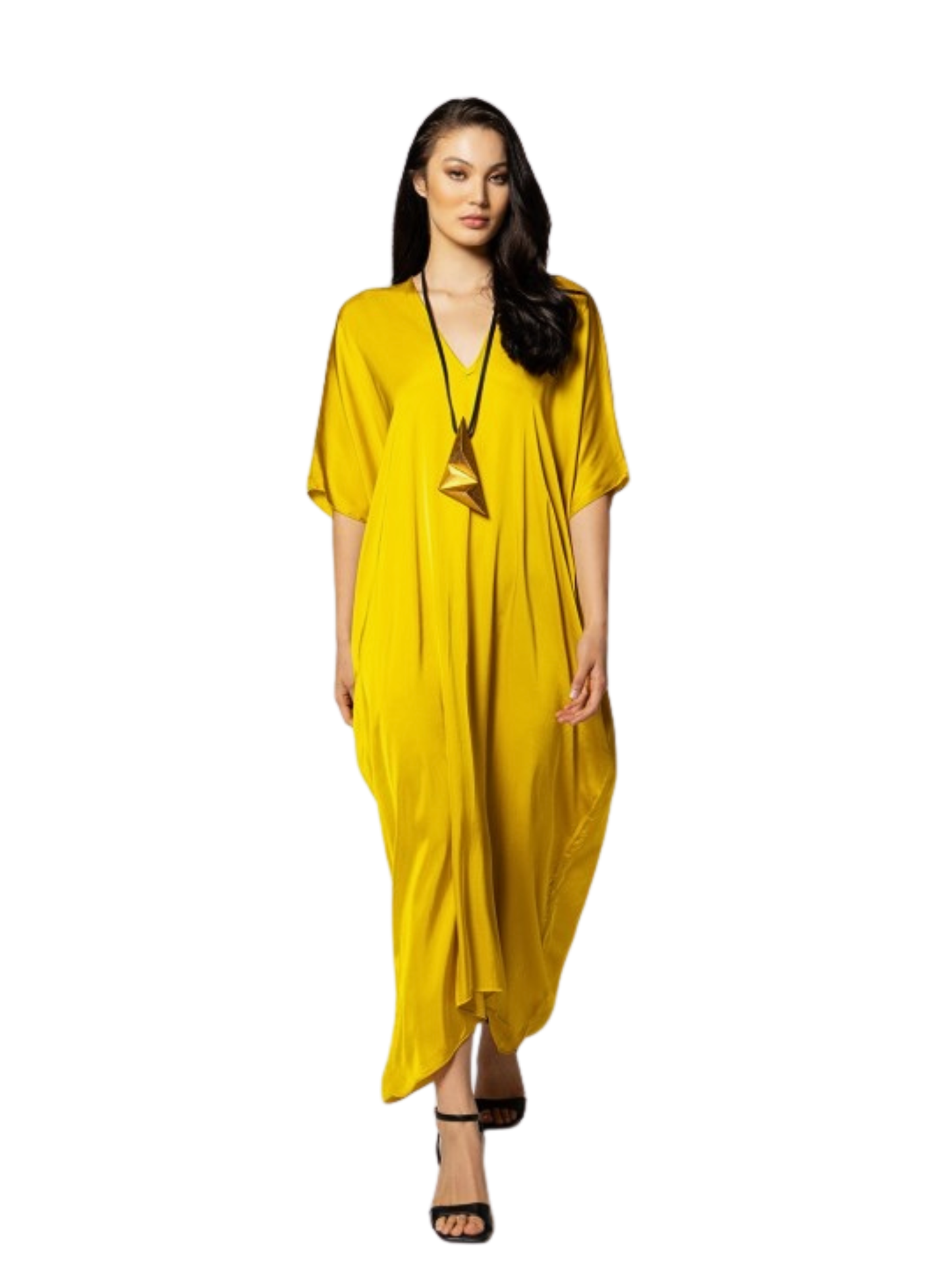 Yellow satin kaftan 