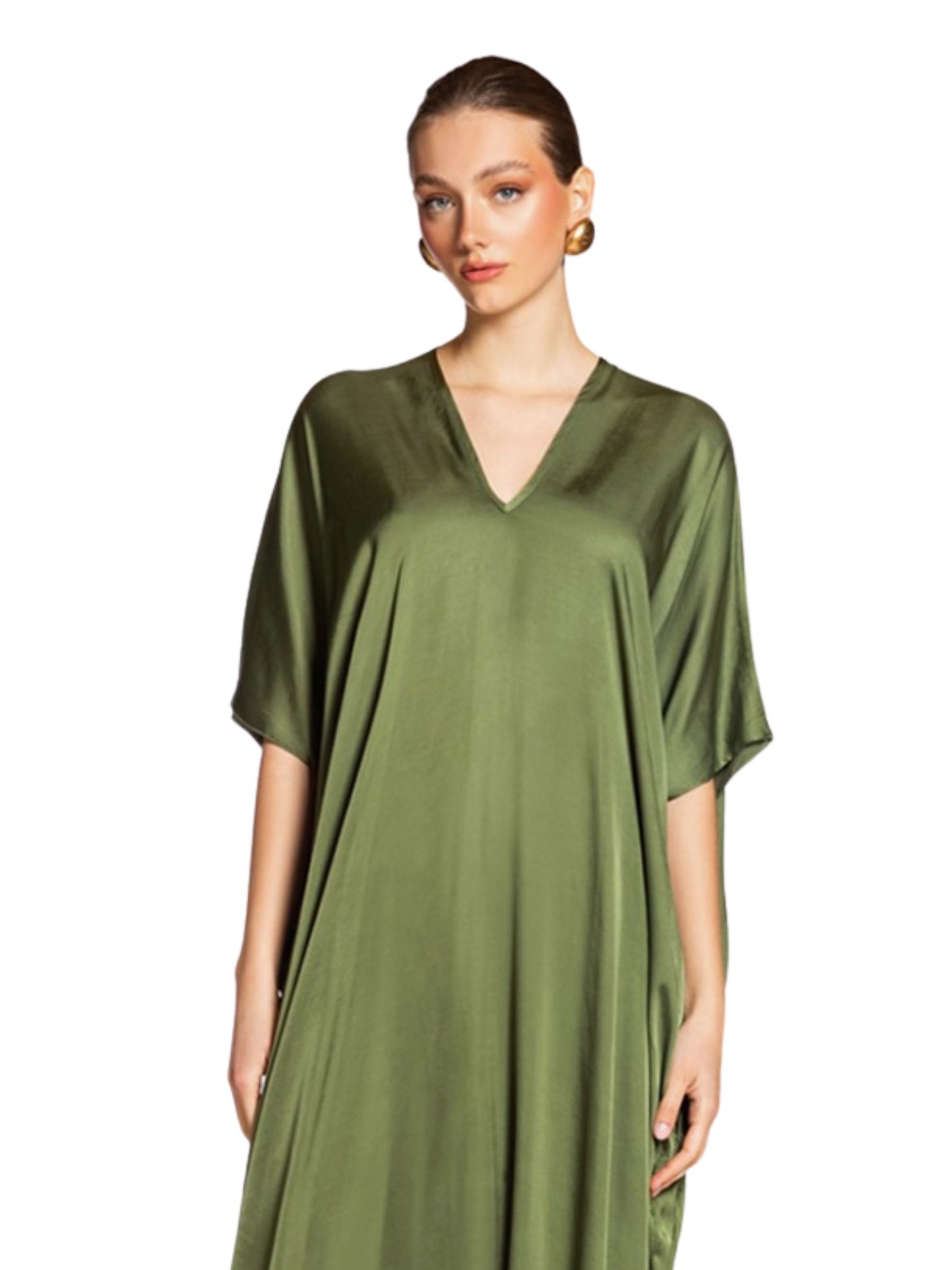 green  satin kaftan 