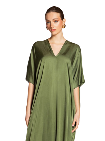 green  satin kaftan 