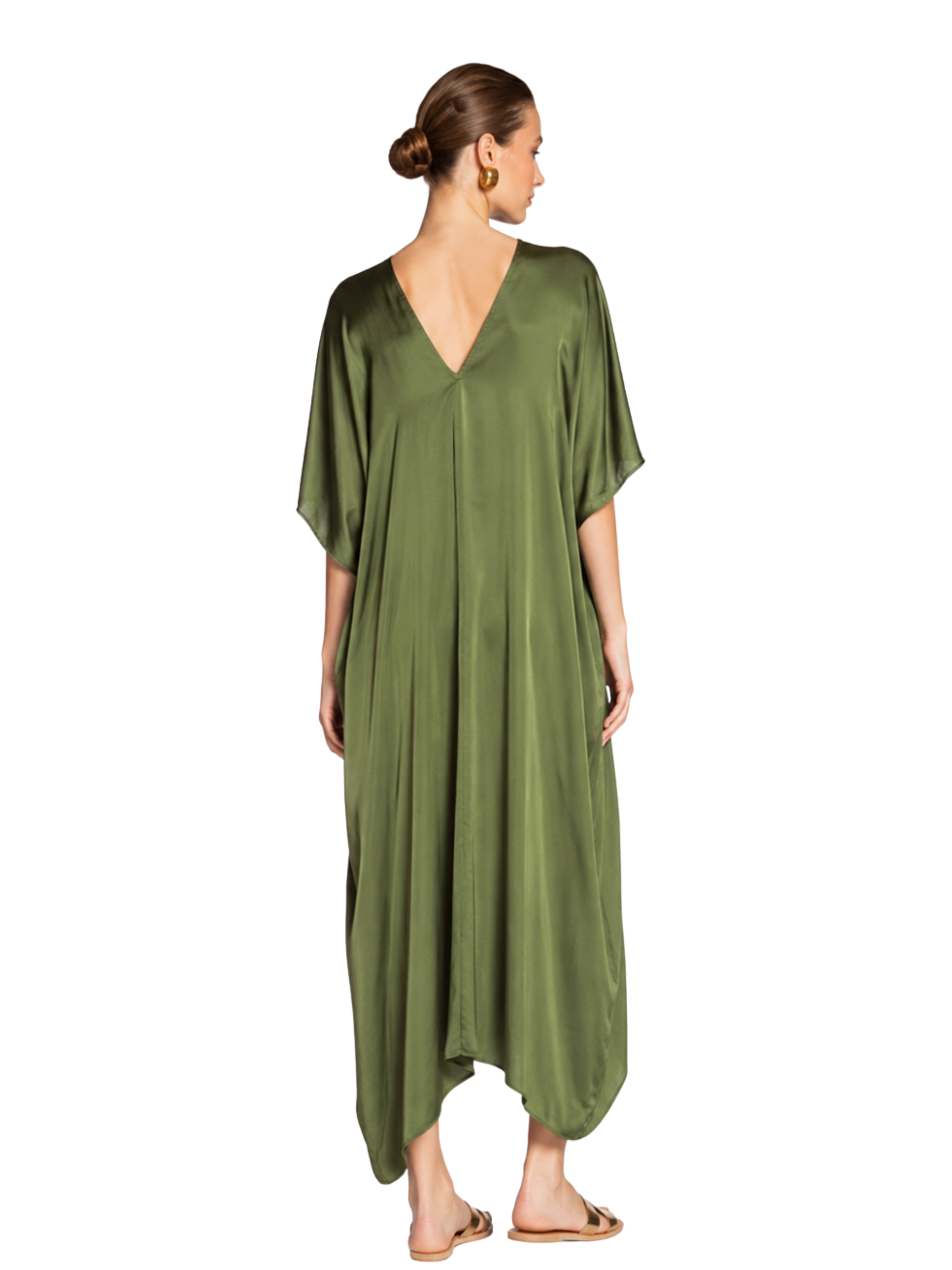 green  satin kaftan 