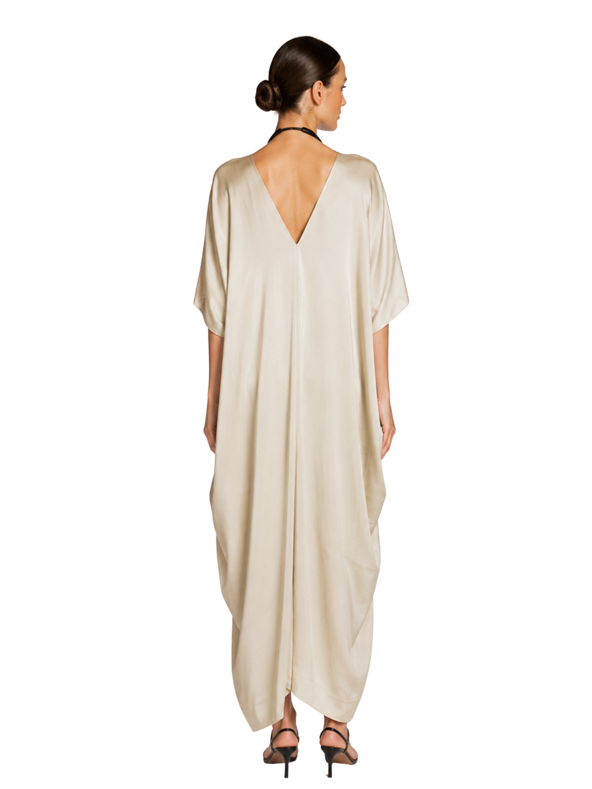 beige  satin kaftan 