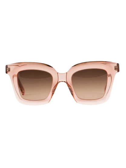 Rose gold sunglasses with gradient lenses