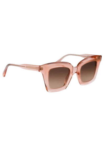 Rose gold sunglasses with gradient lenses