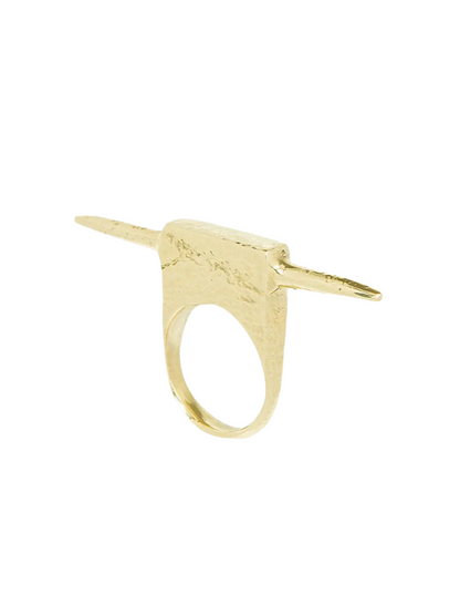 ring in recycled brass with bold sculptural design