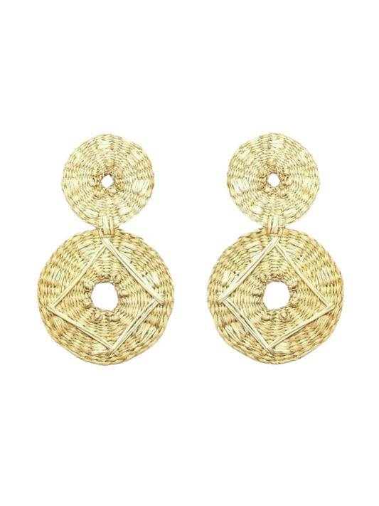  raffia earrings with natural dyes
