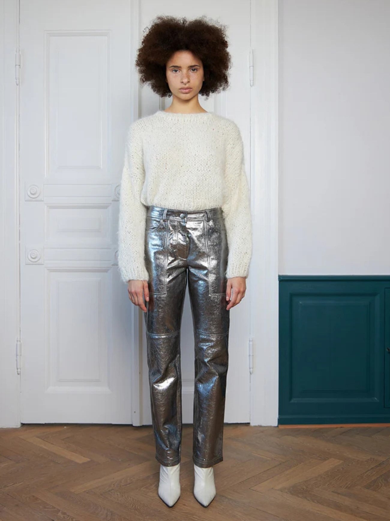 Antique Sliver Leather Pants