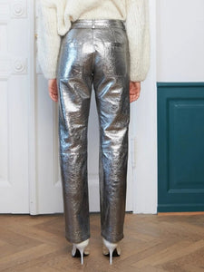 Antique Sliver Leather Pants