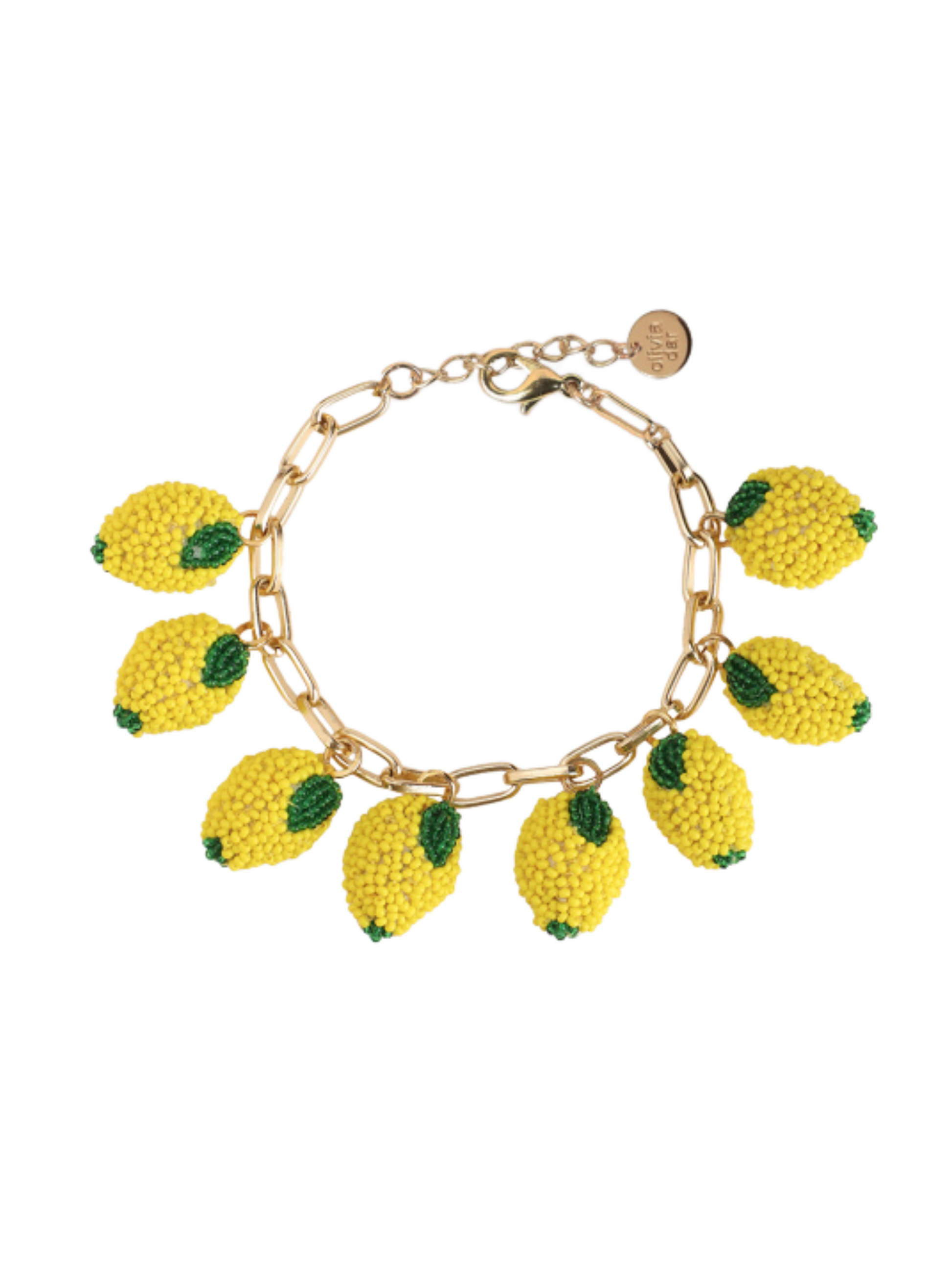 Bracelet with yellow lemon-shaped charms 