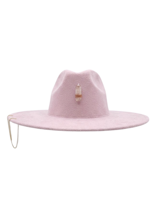 Pink hat with natural stone