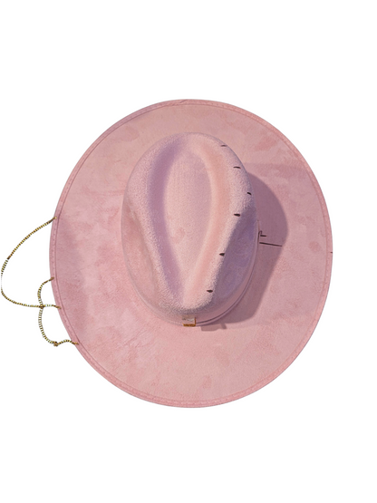 Pink hat with natural stone
