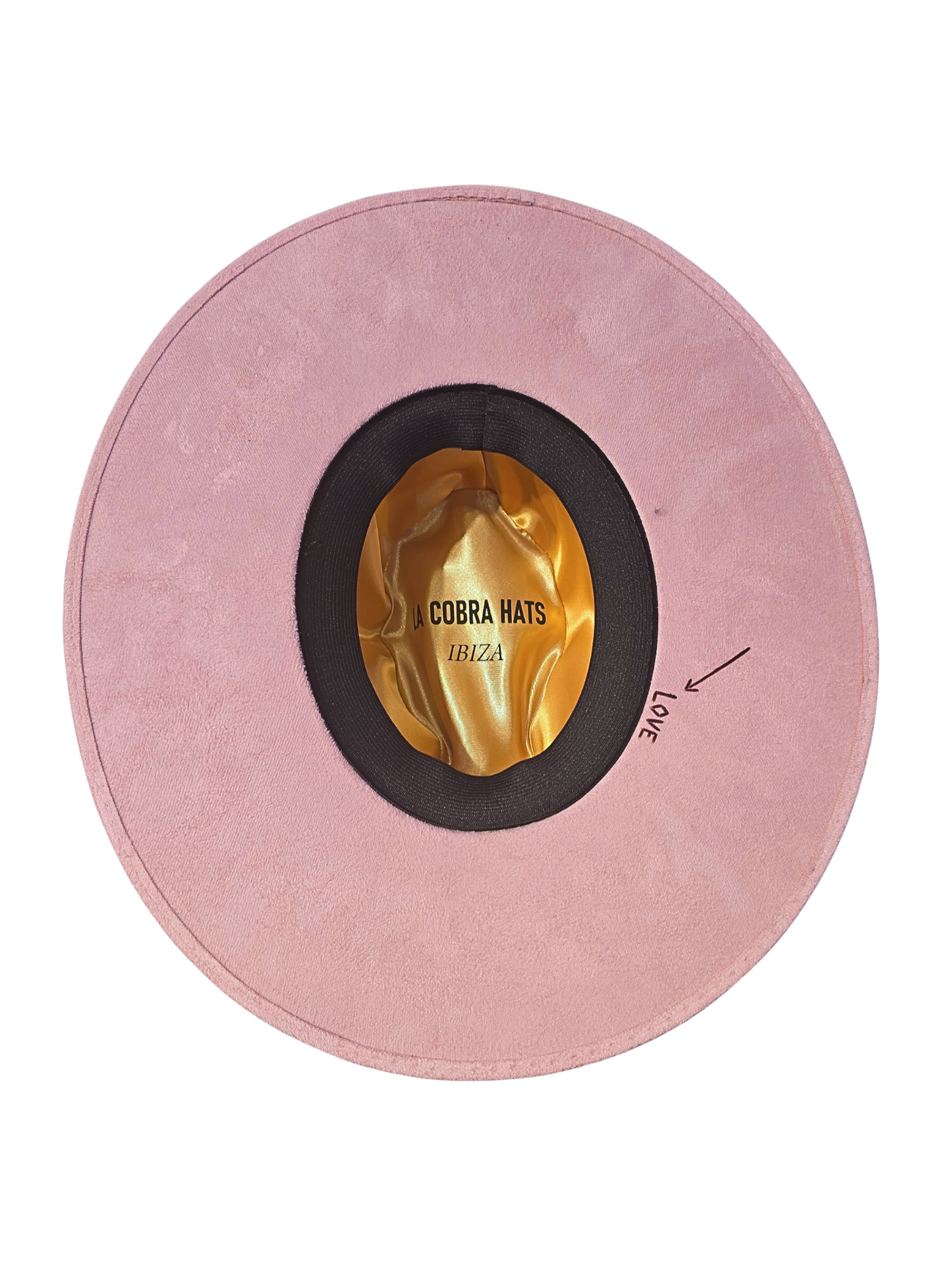 Pink hat with natural stone