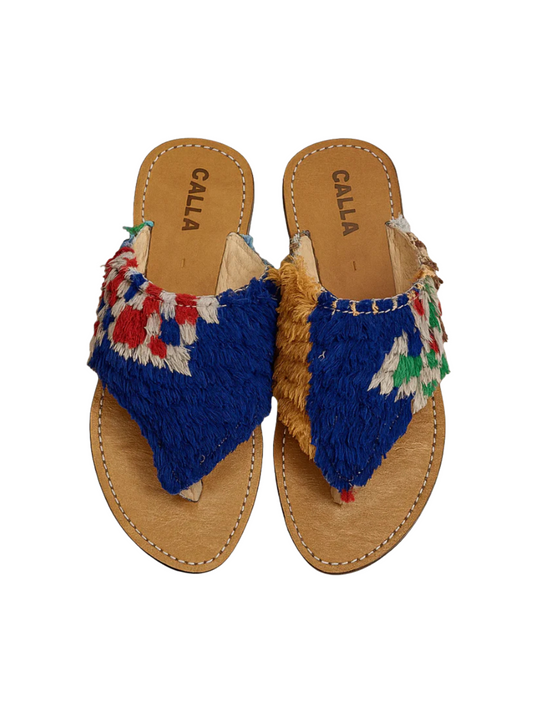 Babouche sandals crafted from upcycled vintage Berber rugs